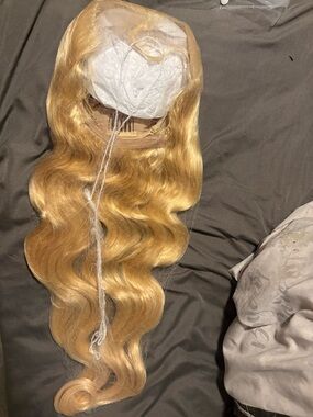 Blonde Wavy Lace Front Wig — Natural Golden Blonde